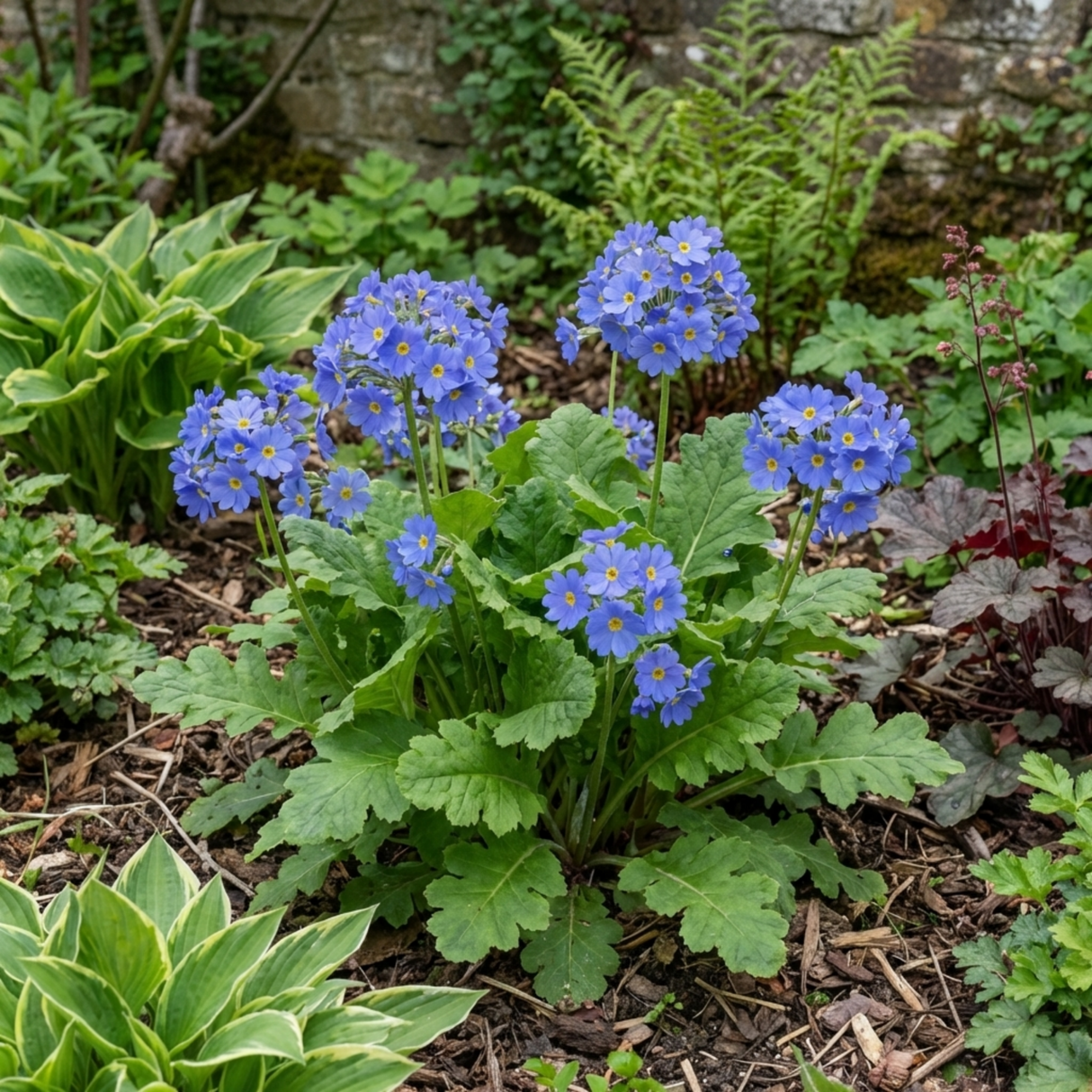 1 Primula Oakleaf Blue Perennial Plant, Hardy Spring Flowering Garden Ready, 2 Litre Root-Ball - Frankton's