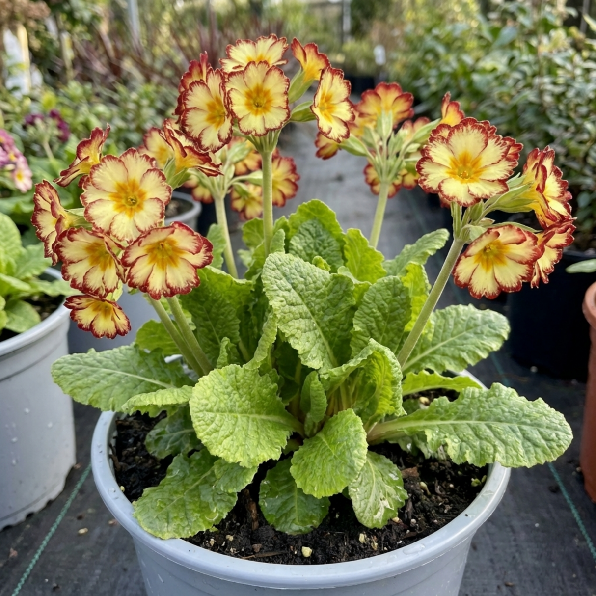 1 Primula Oakleaf Yellow Picotee Hardy Perennial Plant, Outdoor Garden Ready, 2 Litre Root Ball - Frankton's