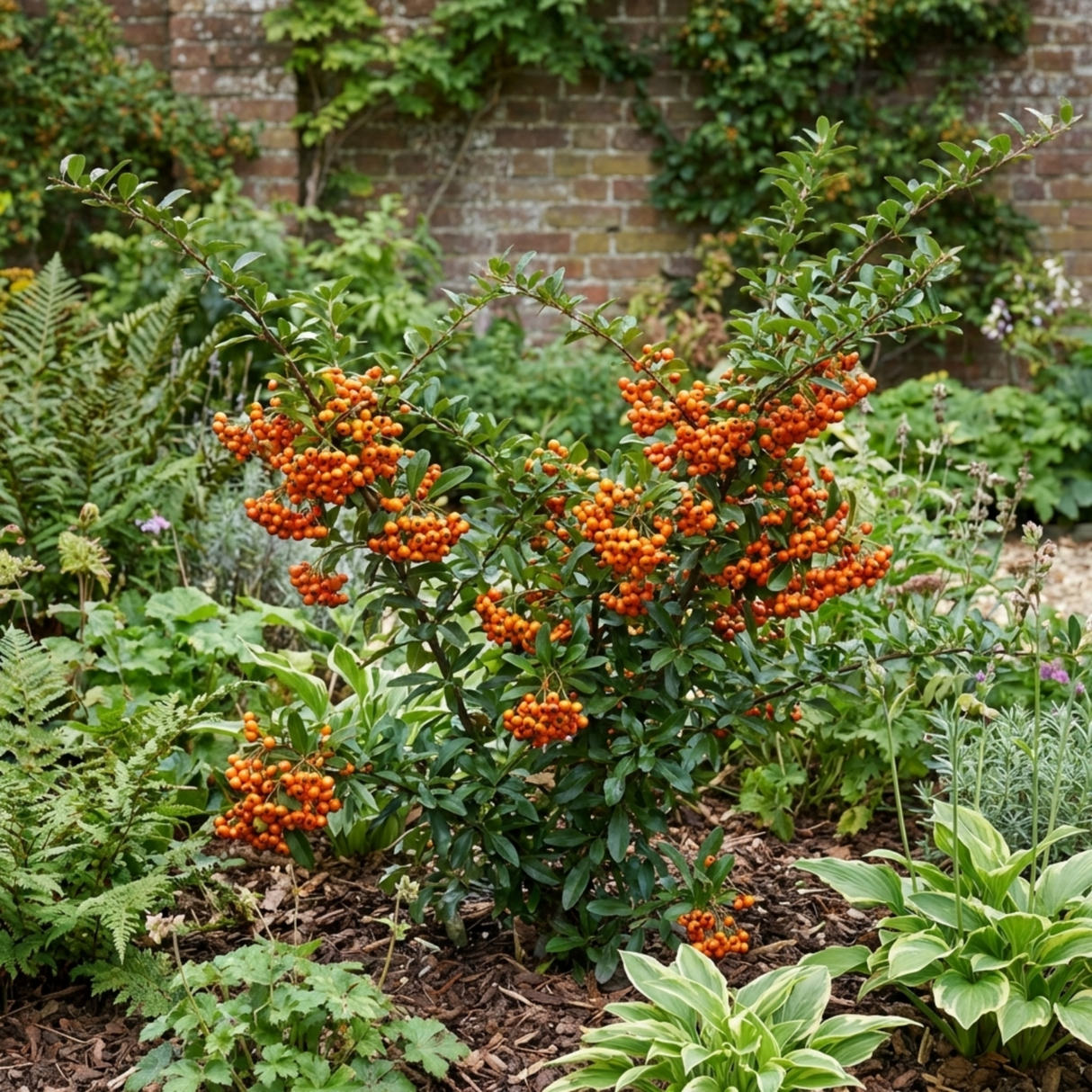 1 Pyracantha Orange Glow Firethorn Plant, Evergreen Fast Growing Climbing Hedge Shrub, 2L Root-Ball - Frankton's