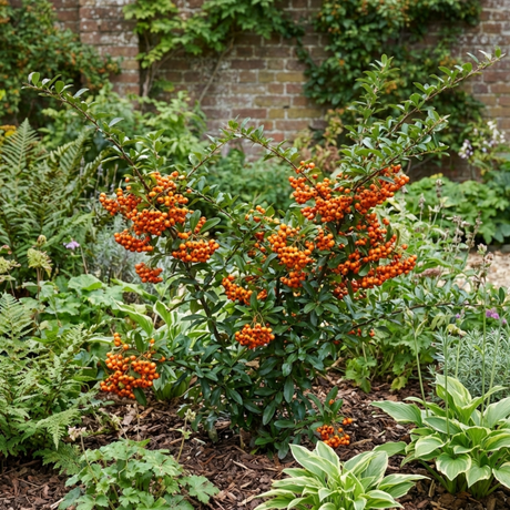 1 Pyracantha Orange Glow Firethorn Plant, Evergreen Fast Growing Climbing Hedge Shrub, 2L Root-Ball - Frankton's