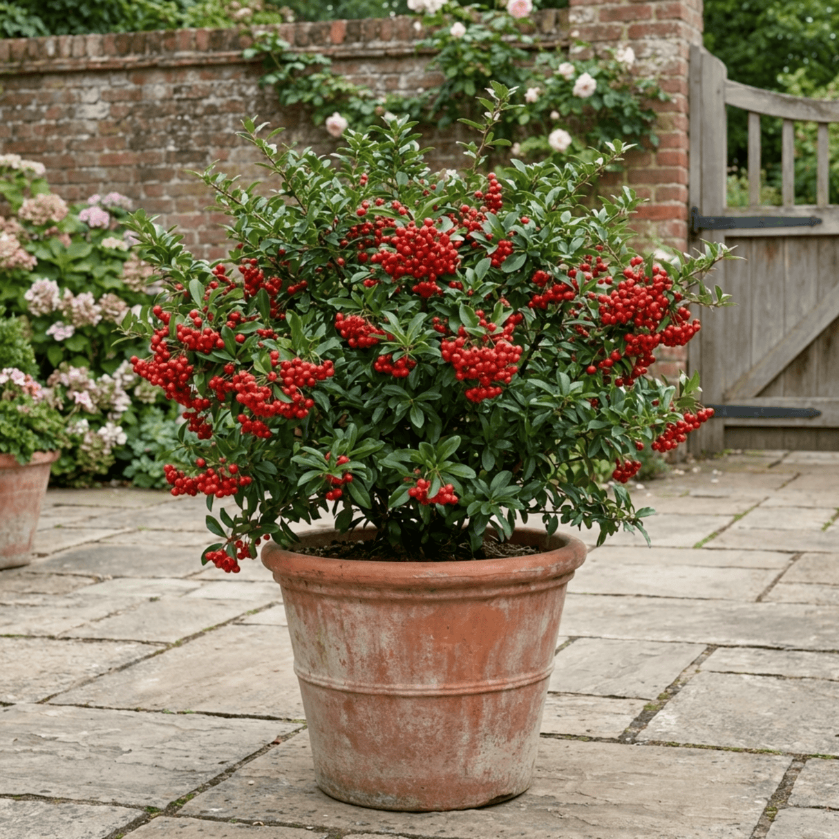 1 Pyracantha Red Star Firethorn Plant, Hardy Evergreen Climbing Hedge Shrub, 3 Litre Root Ball - Frankton's