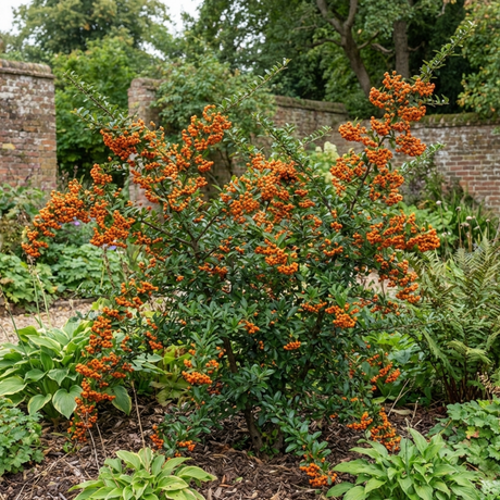 1 Pyracantha Saphyr Orange Firethorn Plant, Evergreen Hardy Hedge Climbing Shrub, 2 Litre Root Ball - Frankton's