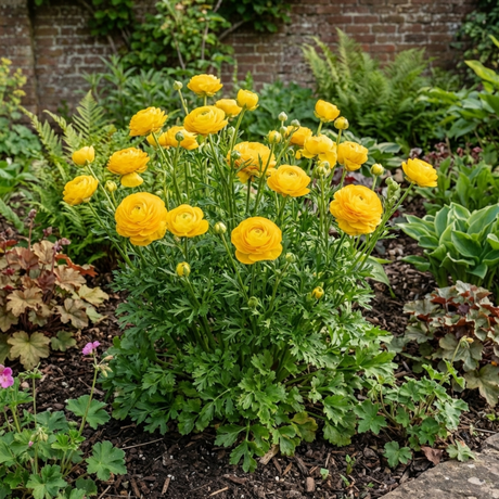 1 Ranunculus Vortex Golden Yellow Persian Buttercup Plant, Hardy Spring Flowering, 2Ltr Root-Ball - Frankton's