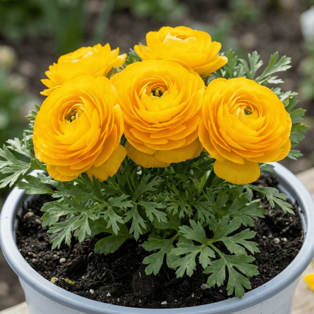 1 Ranunculus Vortex Golden Yellow Persian Buttercup Plant, Hardy Spring Flowering, 2Ltr Root-Ball - Frankton's