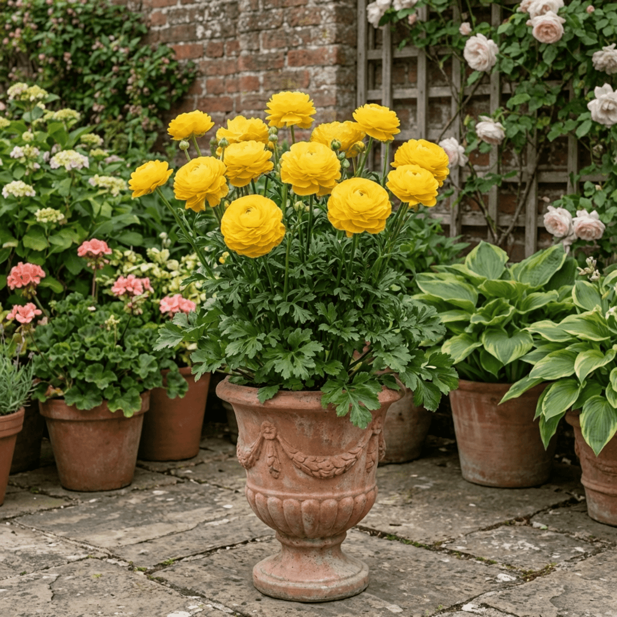 1 Ranunculus Vortex Golden Yellow Persian Buttercup Plant, Hardy Spring Flowering, 2Ltr Root-Ball - Frankton's