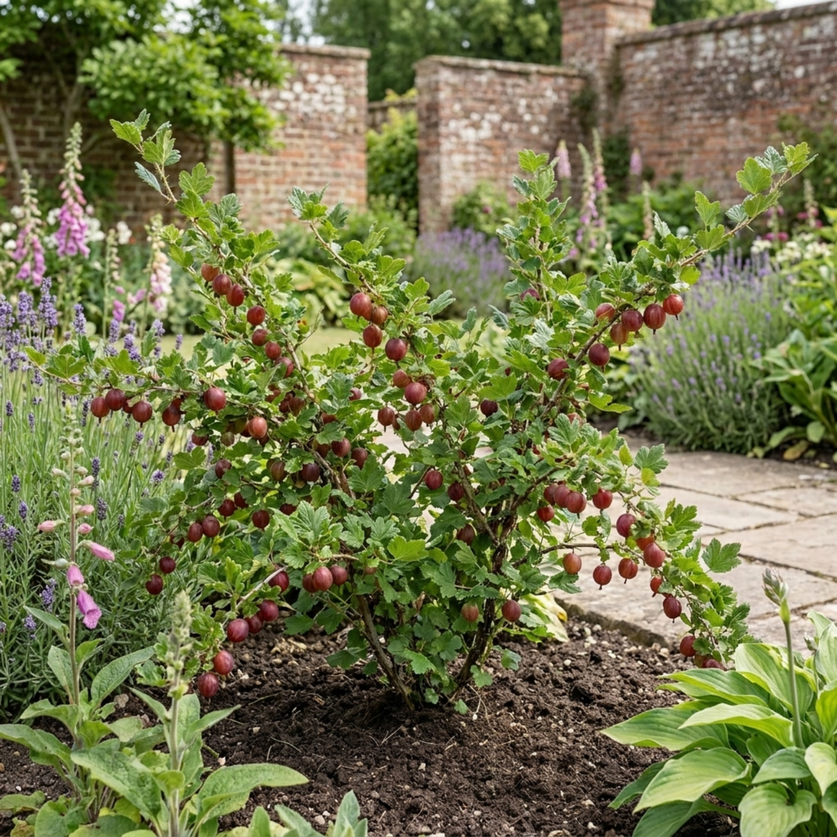 1 Red Gooseberry Fruit Bush Plant, Hardy Self Fertile, Outdoor Garden Ready, 5L Root Ball - Frankton's