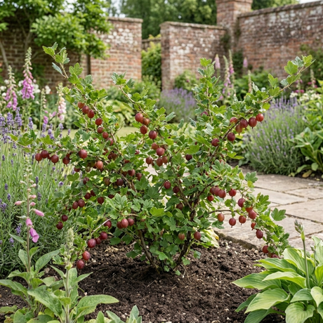 1 Red Gooseberry Fruit Bush Plant, Hardy Self Fertile, Outdoor Garden Ready, 5L Root Ball - Frankton's