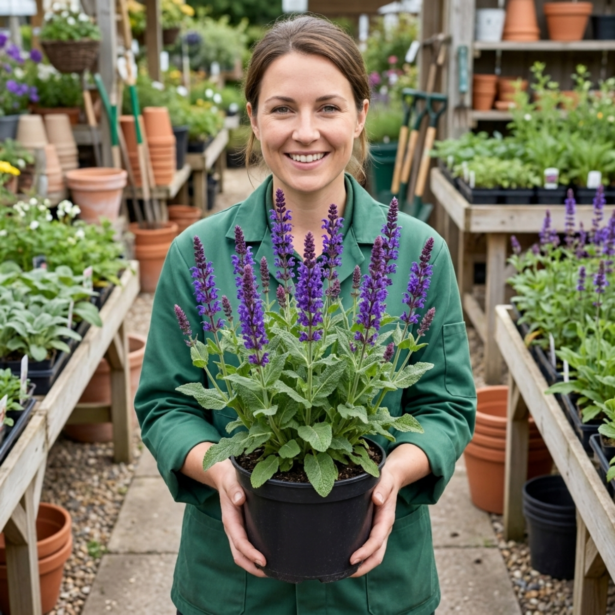1 Salvia East Friesland Perennial Plant, Bee Friendly Purple Flowers, Garden Ready, 17cm/2L Root Ball - Frankton's