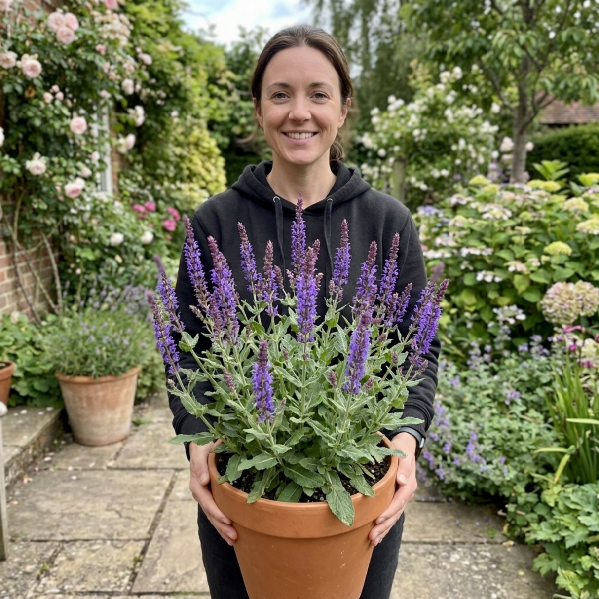 1 Salvia East Friesland Perennial Plant, Bee Friendly Purple Flowers, Garden Ready, 17cm/2L Root Ball - Frankton's