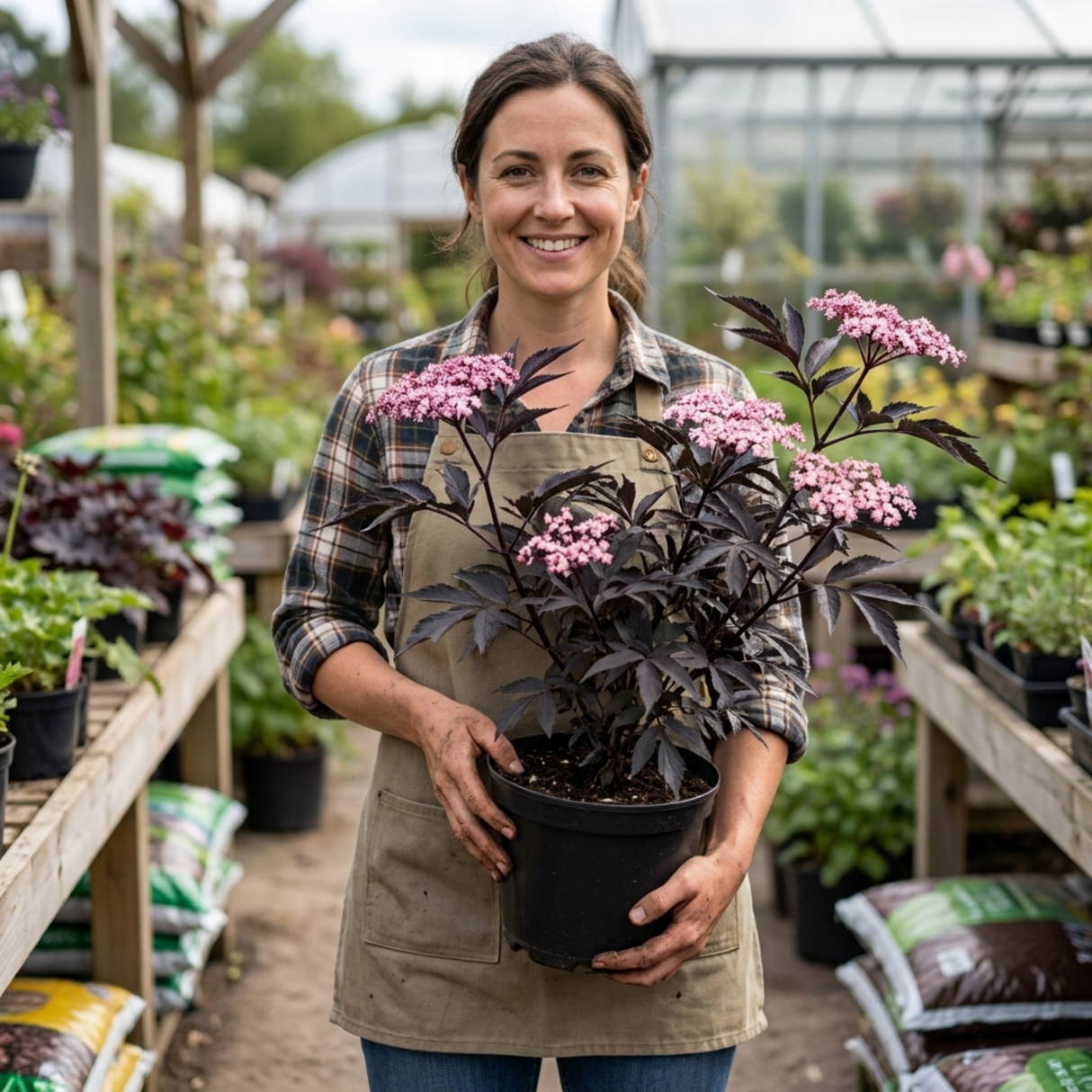 1 Sambucus Nigra Black Lace Elderberry Plant, Outdoor Hardy Perennial Garden Shrub, 3 Litre Root Ball - Frankton's