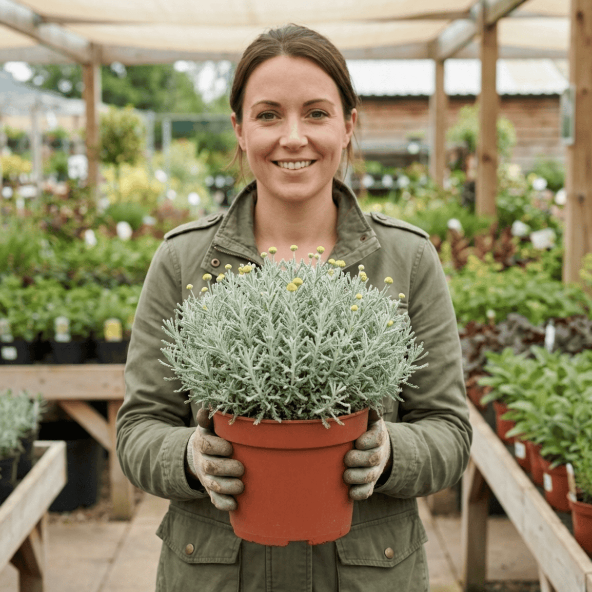 1 Santolina Chamaecyparissus Cotton Lavender Plant, Drought Tolerant Hardy Evergreen Shrub, 2L Root-Ball - Frankton's