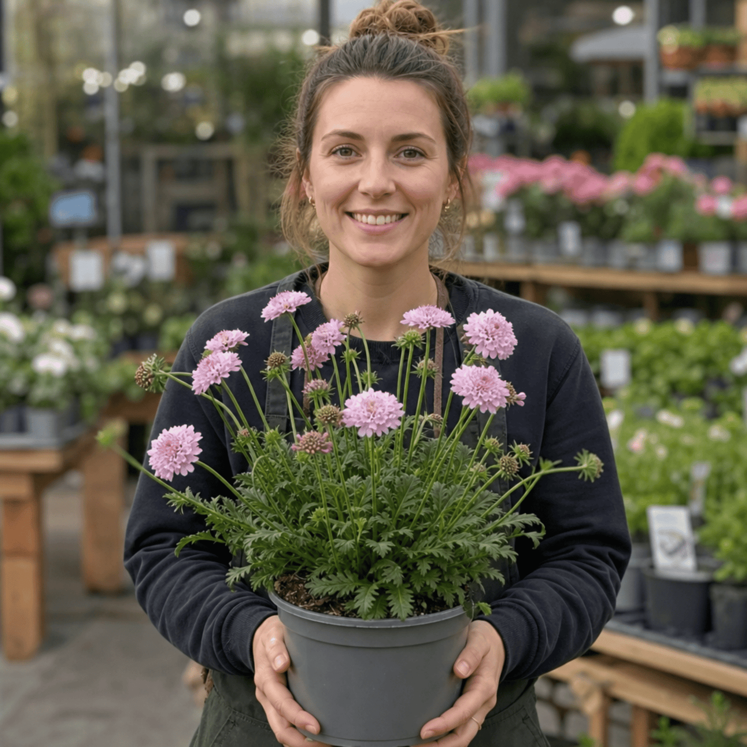 1 Scabious Pink Mist Pincushion Flower, Hardy Perennial for Cottage Garden, 2 Litre Root-Ball - Frankton's