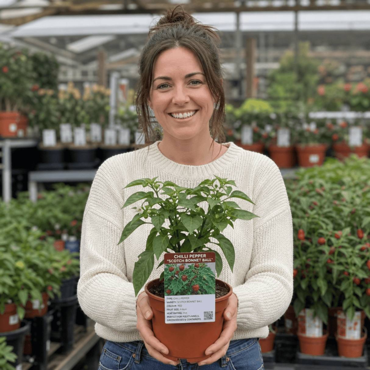 1 Scotch Bonnet Chilli Pepper Plant, Fresh Live Hot Pepper, Garden Ready, 2 Litre Root Ball - Frankton's