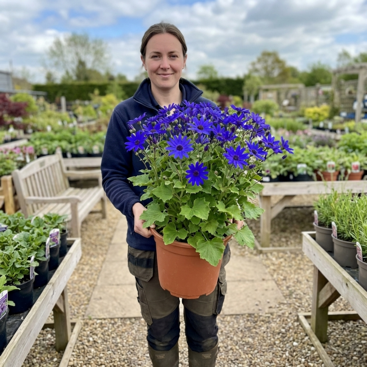 1 Senetti Deep Blue Pericallis Flowering Plant, Spring & Summer Garden Ready, 6.5 Litre Root-Ball - Frankton's