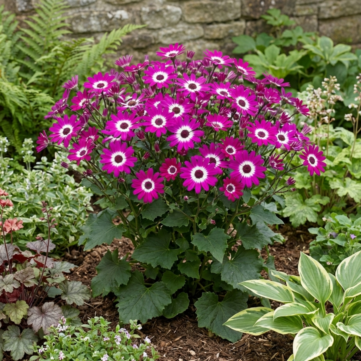 1 Senetti Magenta Bicolour Pericallis Plant, Vibrant Summer Bedding Flowers, 17cm Root-Ball - Frankton's