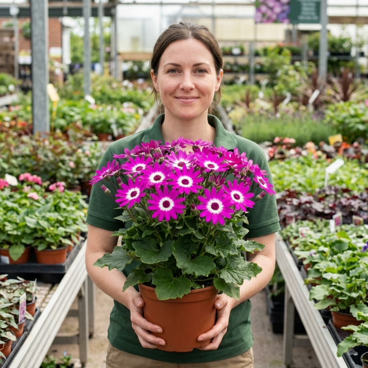 1 Senetti Pericallis Pop Magenta Live Plant, Outdoor Summer Bedding Flowers, 17cm Root-Ball - Frankton's