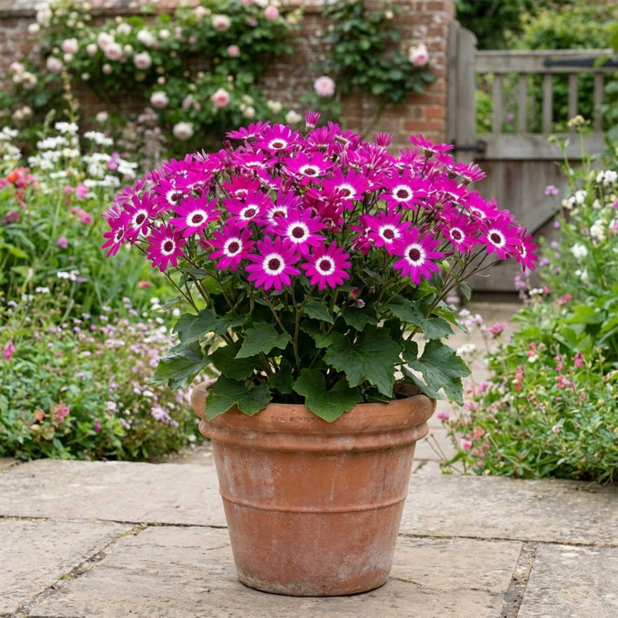 1 Senetti Pericallis Pop Magenta Live Plant, Outdoor Summer Bedding Flowers, 17cm Root-Ball - Frankton's