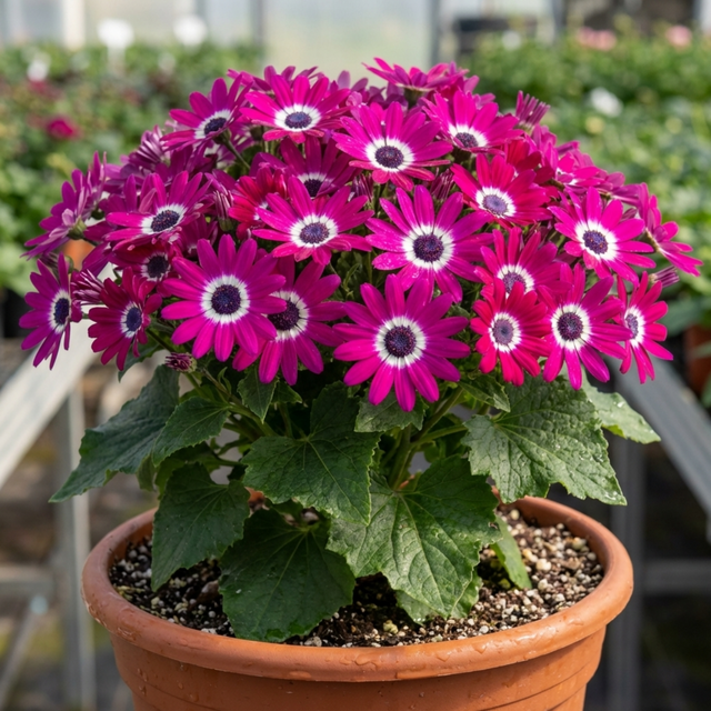 1 Senetti Pericallis Pop Magenta Live Plant, Outdoor Summer Bedding Flowers, 17cm Root-Ball - Frankton's