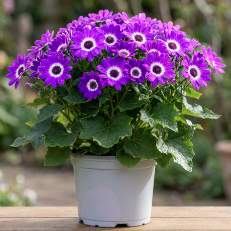 1 Senetti Violet Bicolour Pericallis Plant, Summer Flowering Patio Ready, 6.5 Litre Root Ball - Frankton's