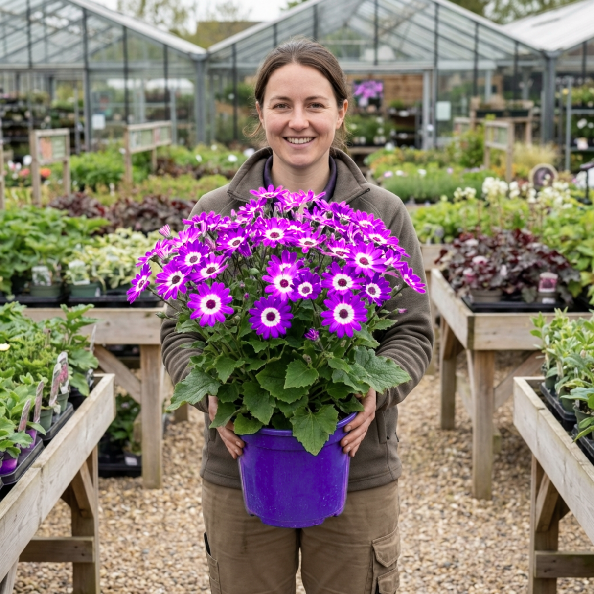 1 Senetti Violet Bicolour Pericallis Plant, Summer Flowering Patio Ready, 6.5 Litre Root Ball - Frankton's