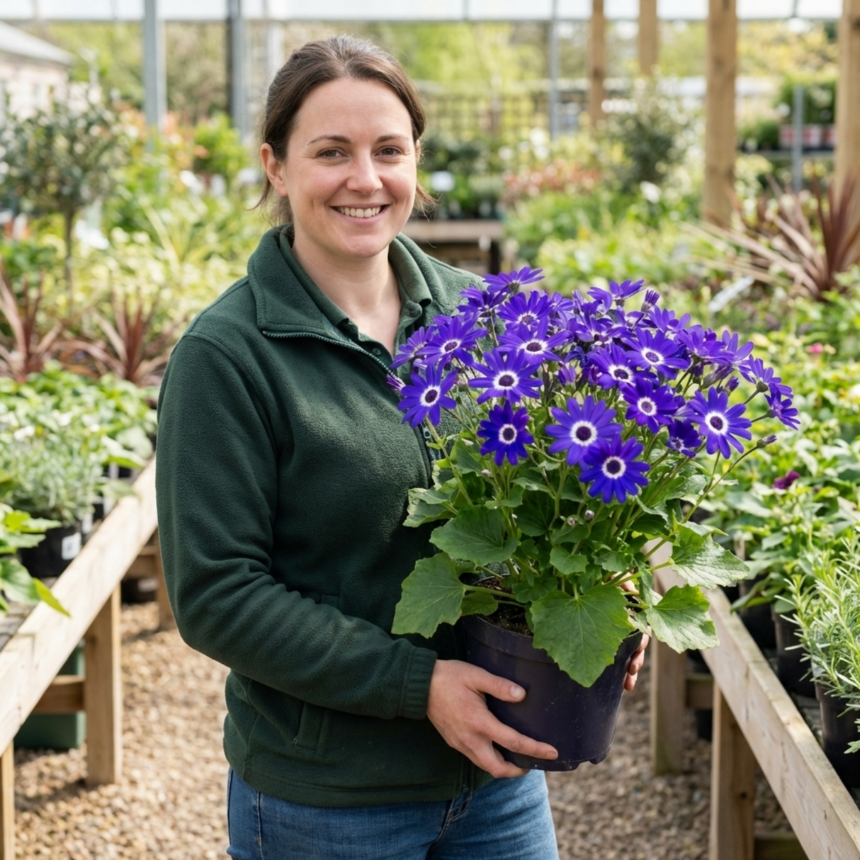 1 Senetti Violet Pericallis Plant, Colourful Outdoor Summer Bedding Flower, Garden Ready, 17cm Root-Ball - Frankton's