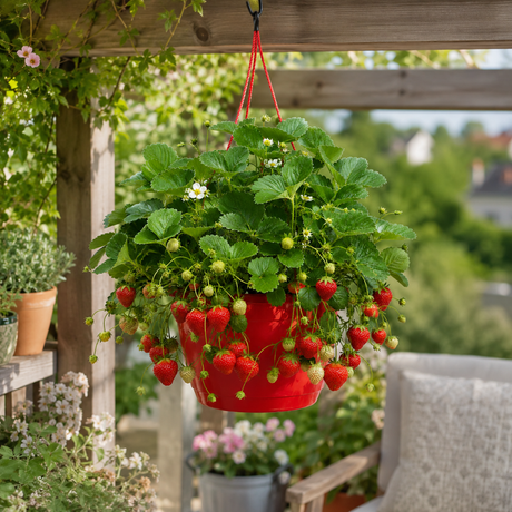 1 Strawberry Toscana Live Plant, 25cm Hanging Basket, Outdoor Garden Ready, Grow Your Own Strawberries - Frankton's