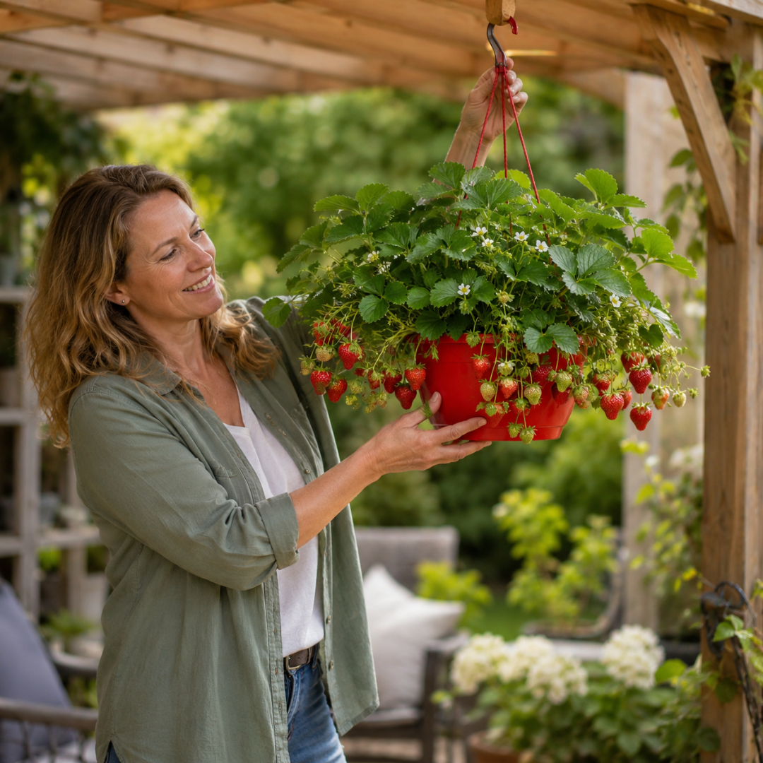 1 Strawberry Toscana Live Plant, 25cm Hanging Basket, Outdoor Garden Ready, Grow Your Own Strawberries - Frankton's