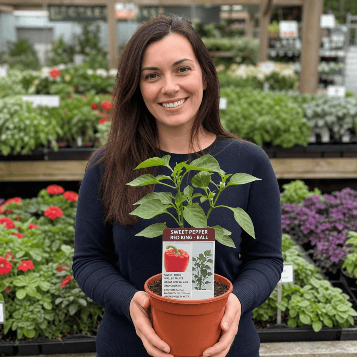 1 Sweet Pepper Red King Plant, Easy to Grow Your Own Vegetables, Garden Ready, 2Ltr Root-Ball - Frankton's