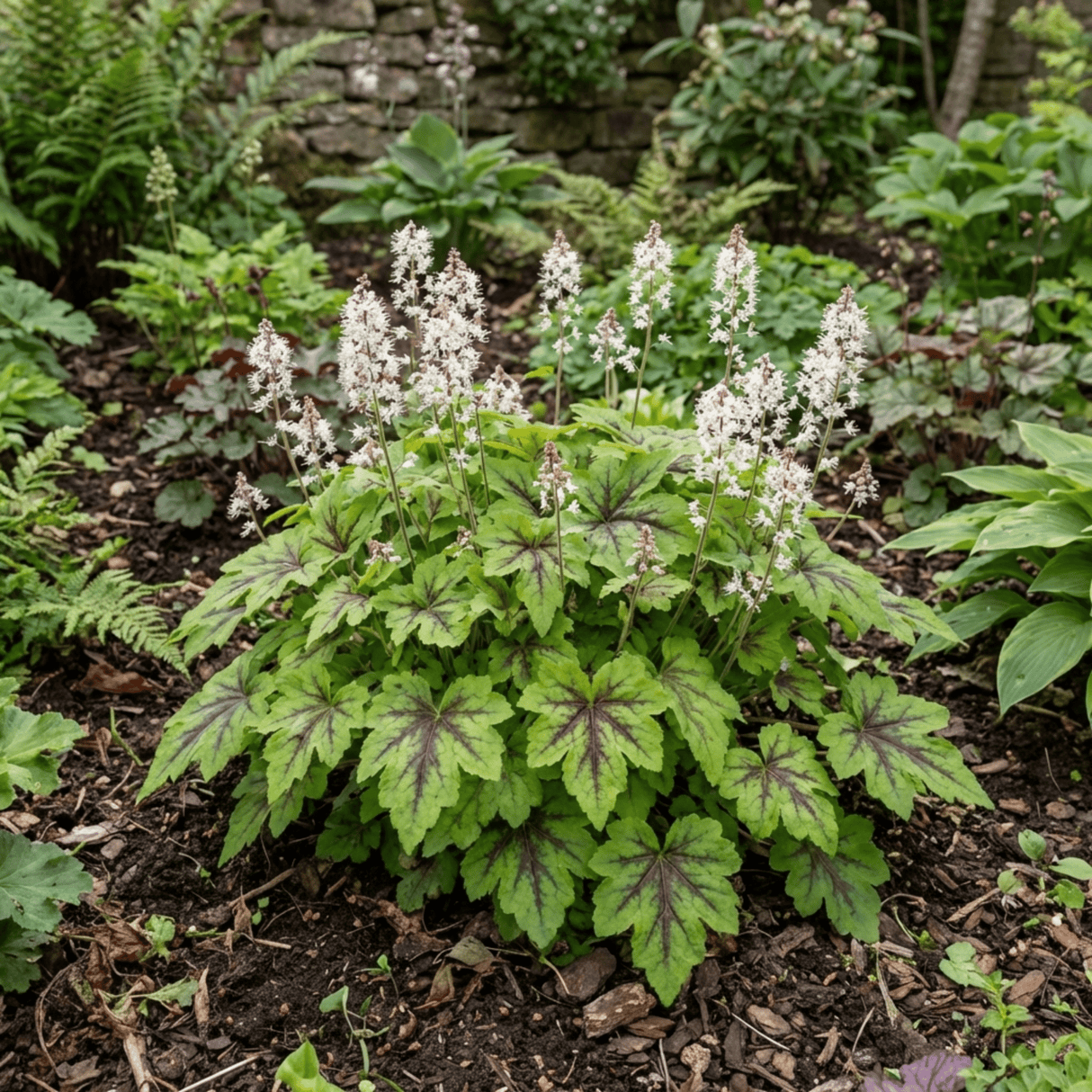 1 Tiarella Angel Wings Foam Flower Plant, Hardy Shade Loving Perennial, 2 Litre Root Ball - Frankton's