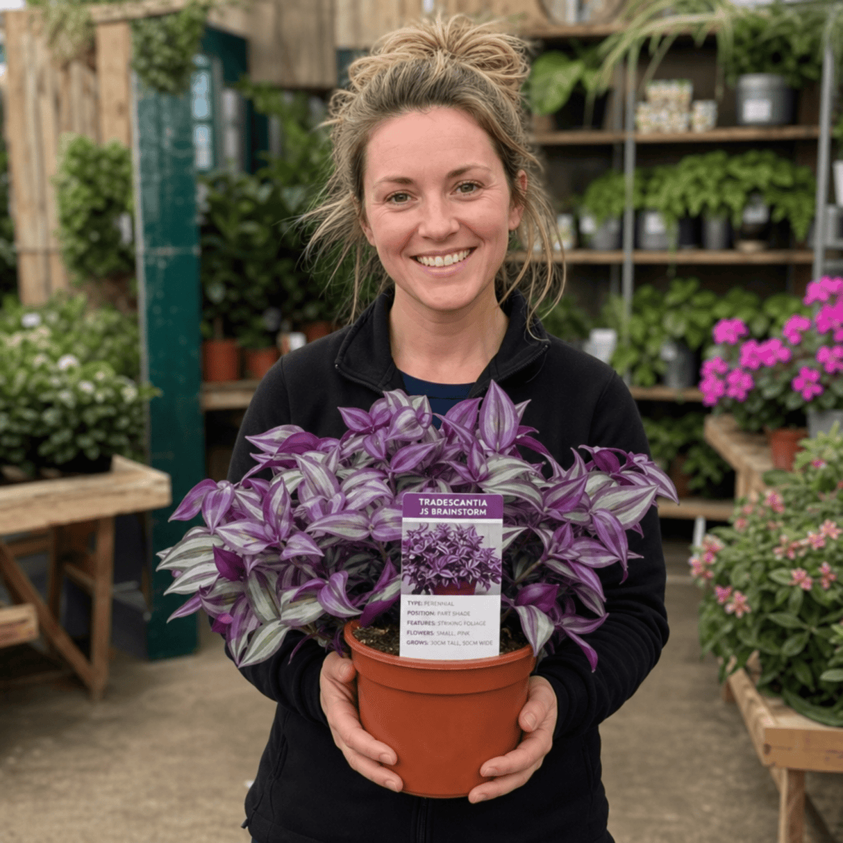 1 Tradescantia JS Brainstorm Live Plant, Hardy Flowering Perennial, 19cm/3 Litre Root Ball - Frankton's
