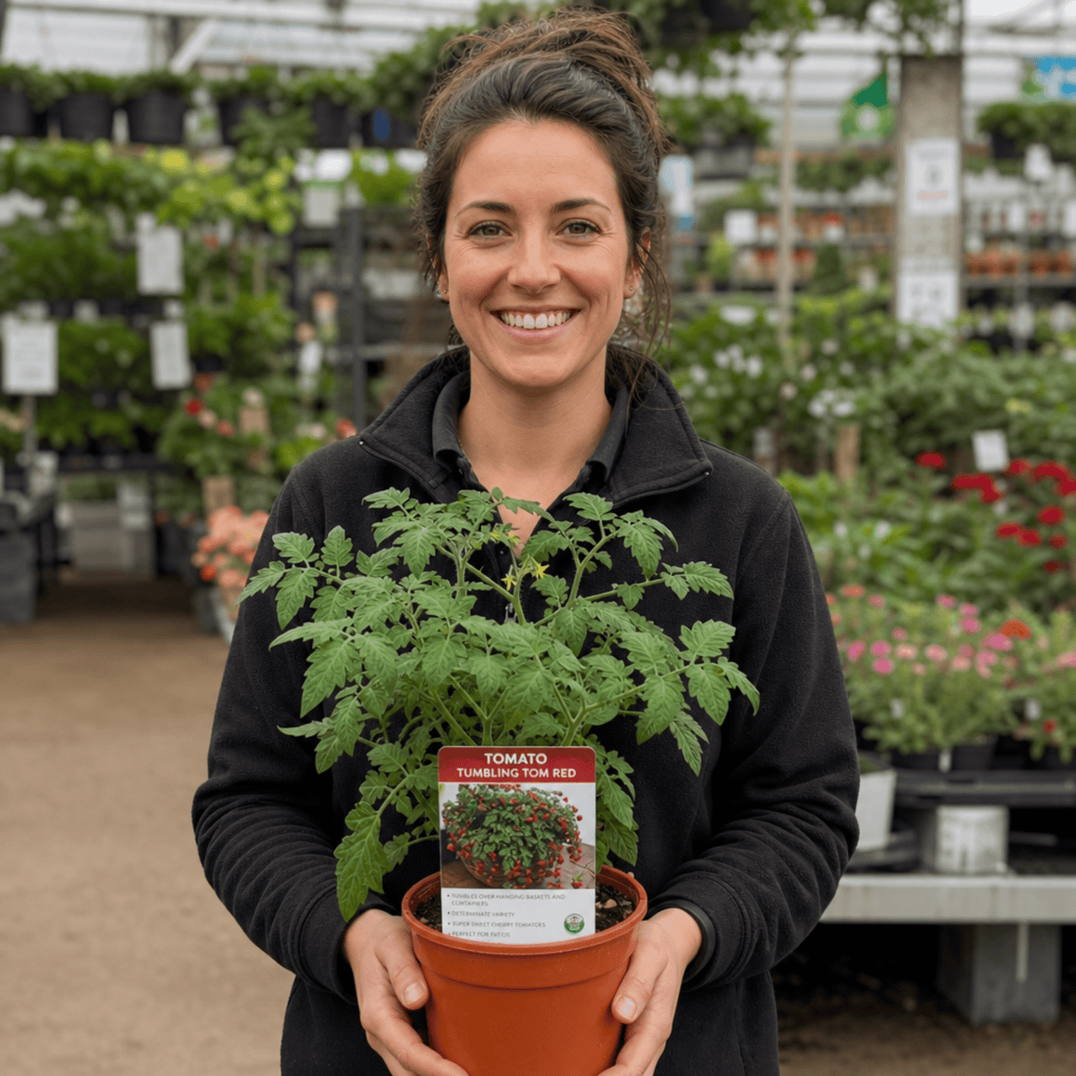 1 Tumbling Tom Red Cherry Tomato Plant, Outdoor Patio Trailing Garden Ready, 2 Litre Root Ball - Frankton's