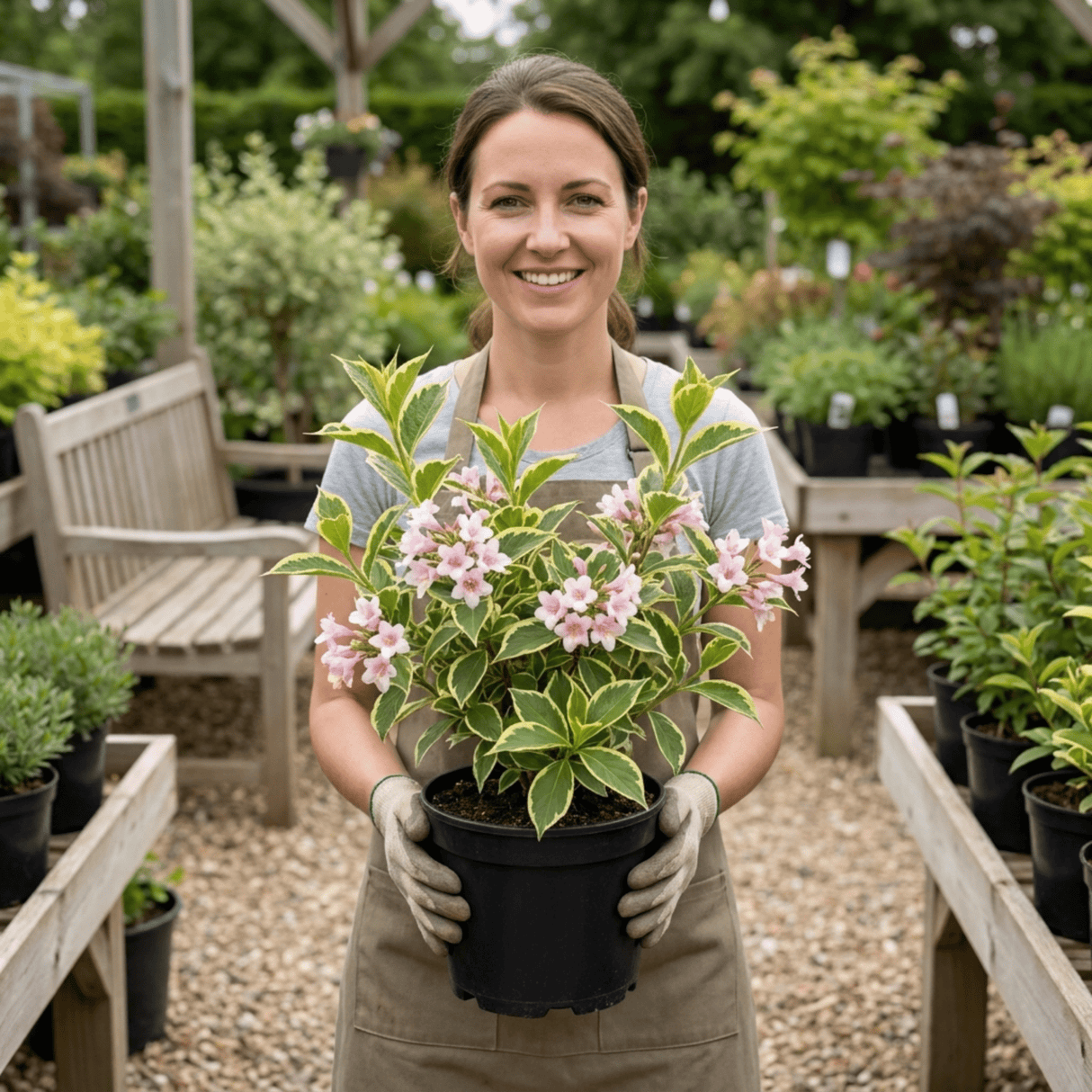 1 Weigela Variegata Plant, Pink Flowering Hardy Shrub, Bee Friendly, Outdoor Garden Ready, 17cm Root-Ball - Frankton's