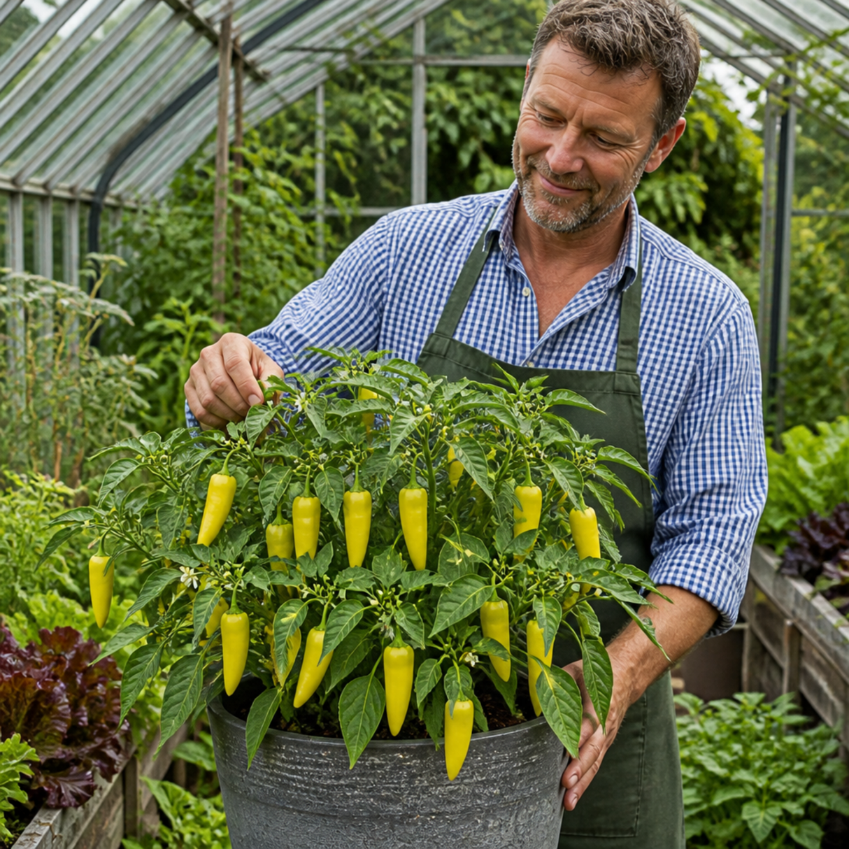 1 Yellow Sweet Pepper Plant, 2 Litre Root Ball, Astor Conical Variety, Garden Ready, Grow Your Own Veg - Frankton's