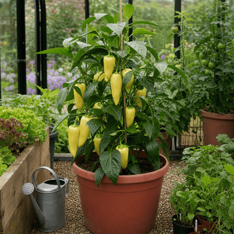 1 Yellow Sweet Pepper Plant, 2 Litre Root Ball, Astor Conical Variety, Garden Ready, Grow Your Own Veg - Frankton's