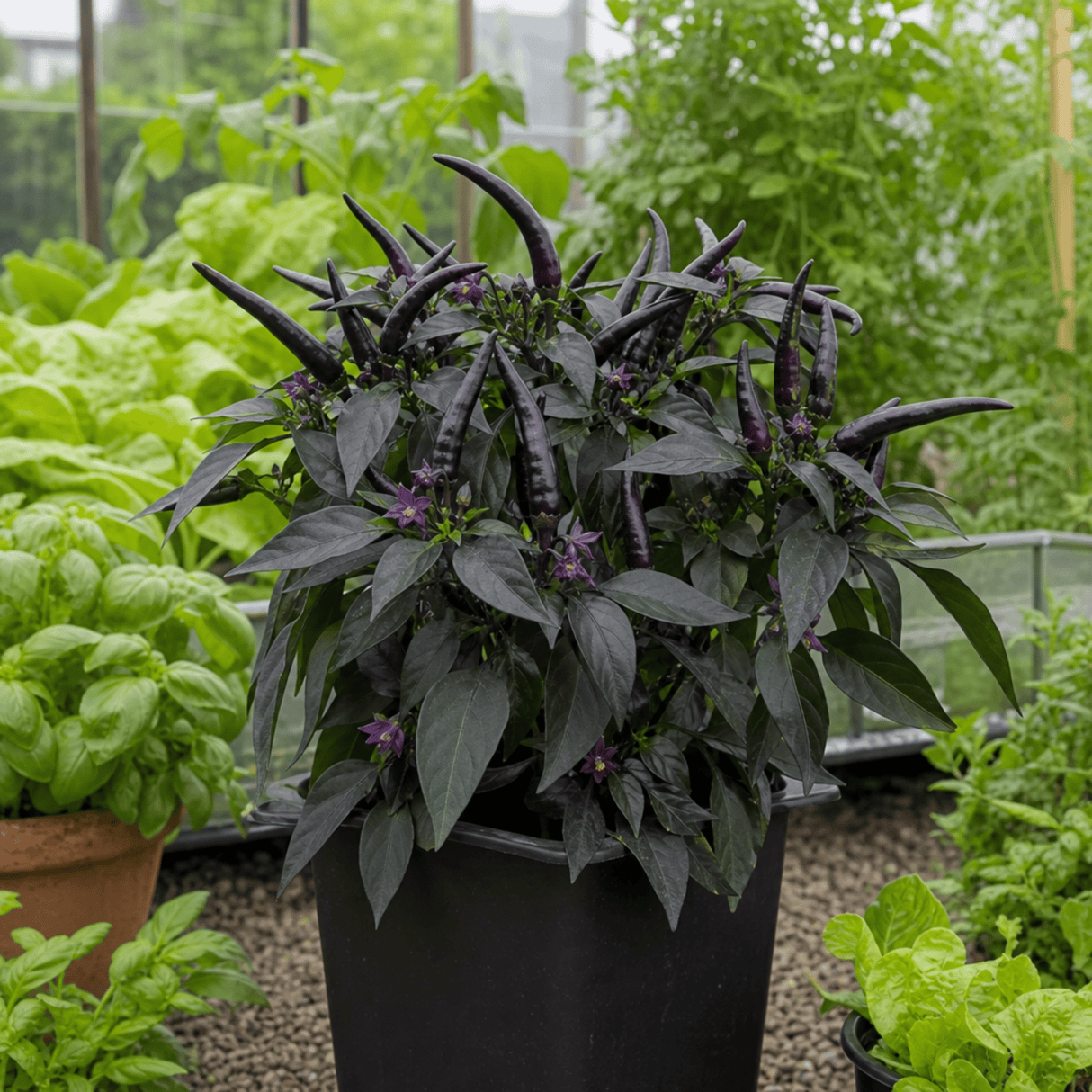 1 Zimbabwe Black Chilli Pepper Plant, Live Hot Pepper, Grow Your Own Chilli, 2Ltr Root Ball - Frankton's