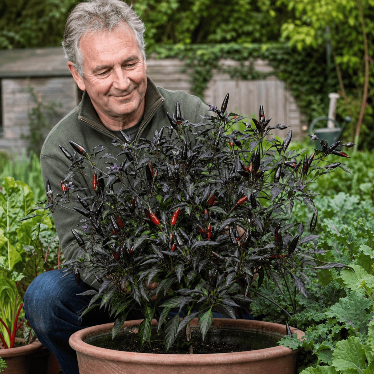 1 Zimbabwe Black Chilli Pepper Plant, Live Hot Pepper, Grow Your Own Chilli, 2Ltr Root Ball - Frankton's