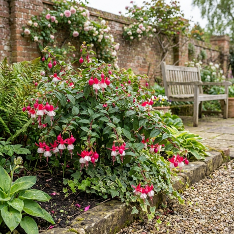 10.5cm Trailing Fuchsia Cascade Plants, 3 Pack, Pink and White, Hanging Basket Summer Bedding, Pots - Frankton's