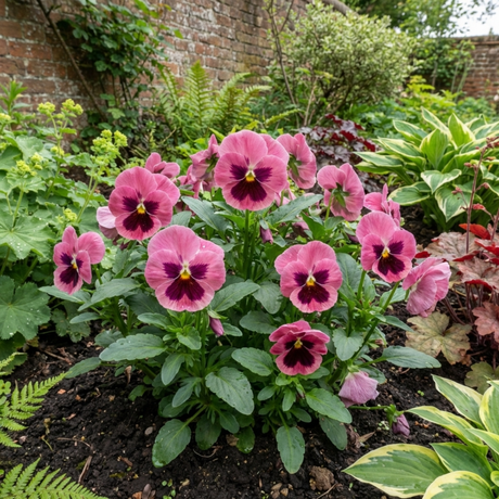 3 Hardy Pansy Plants Pink with Blotch, Garden Ready Spring & Autumn Flowering, 3Ltr Root Ball - Frankton's