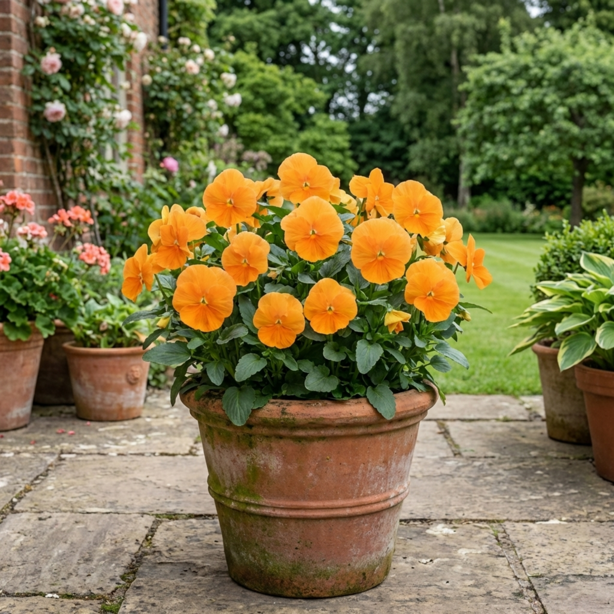 3 Pansy Delta Pro Clear Orange Flower Plants, Outdoor Garden Ready, Spring & Autumn, 3Ltr Root-Ball - Frankton's