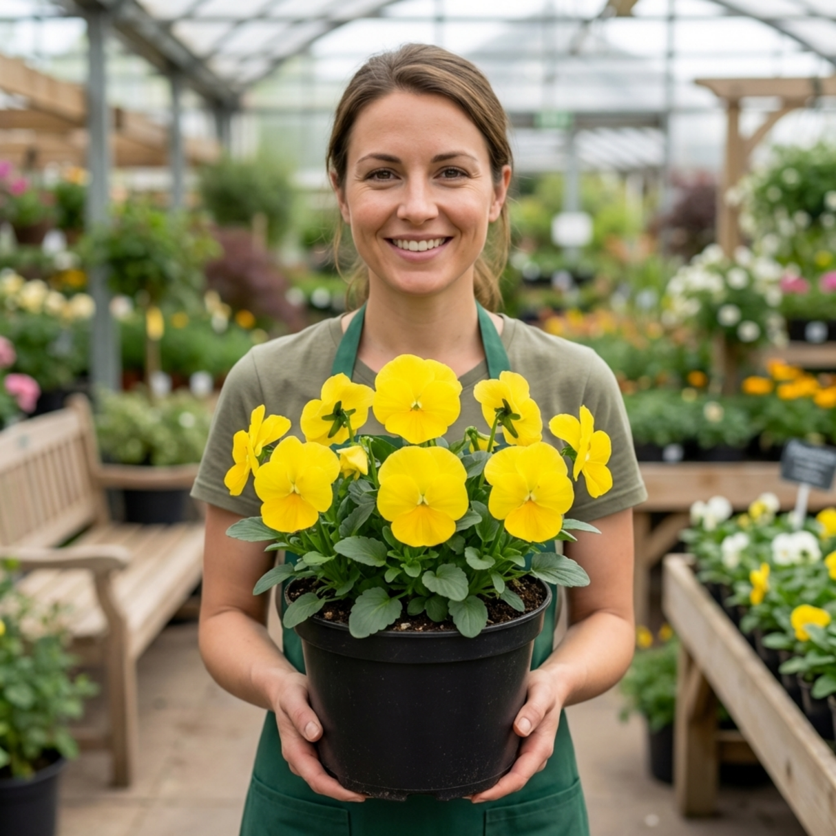3 Pansy Delta Pro Clear Yellow Plants, Frost Hardy Winter & Spring Flowering, 3Ltr Root-Ball - Frankton's