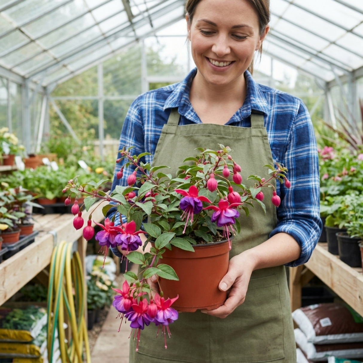 3 Trailing Fuchsia Hanging Basket Plants, Purple and Pink, Summer Bedding, 10.5cm Pots - Frankton's