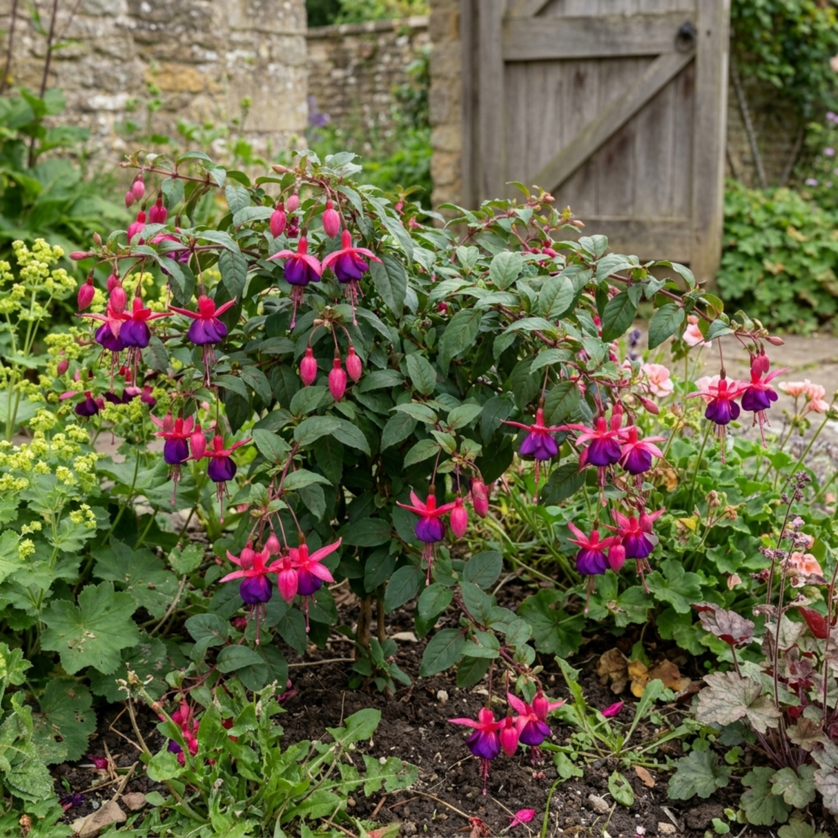 3 Trailing Fuchsia Hanging Basket Plants, Purple and Pink, Summer Bedding, 10.5cm Pots - Frankton's