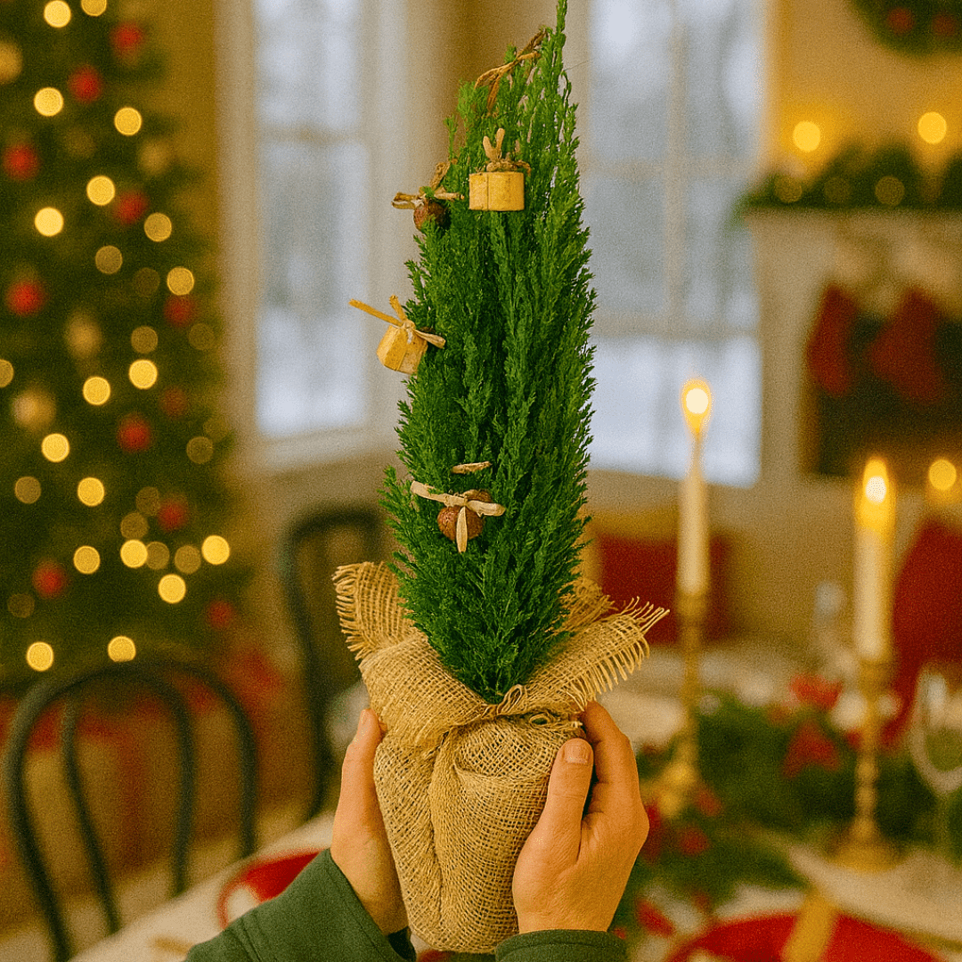 Christmas tree in Jute Sack with baubles - Frankton's