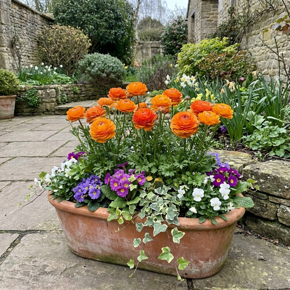 Set of 3 or 6 Large, Outdoor Garden Ready Plants - Rannunculus Vortex Orange, 10.5 cm