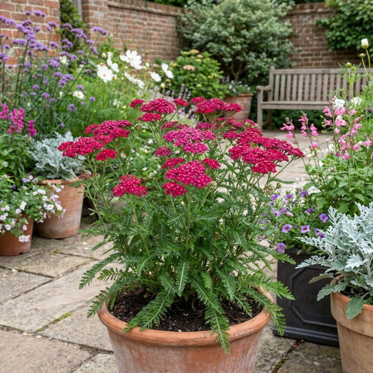 Set of 3 or 6 Achillea Millefolium Cerise Queen Plants, Hardy Pink Yarrow, Summer Flowering Perennial, Outdoor Garden Ready, 1 Litre / 11cm Root-Ball - Frankton's