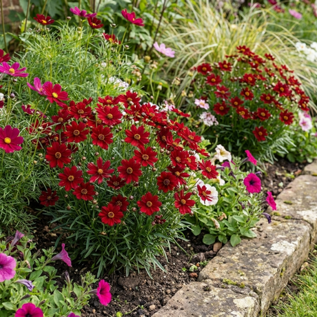 Set of 3 or 6 Coreopsis Uptick Red Hardy Perennial Plants, Bee Friendly Summer Flowering Tickseed, 1 Litre Root Ball - Frankton's