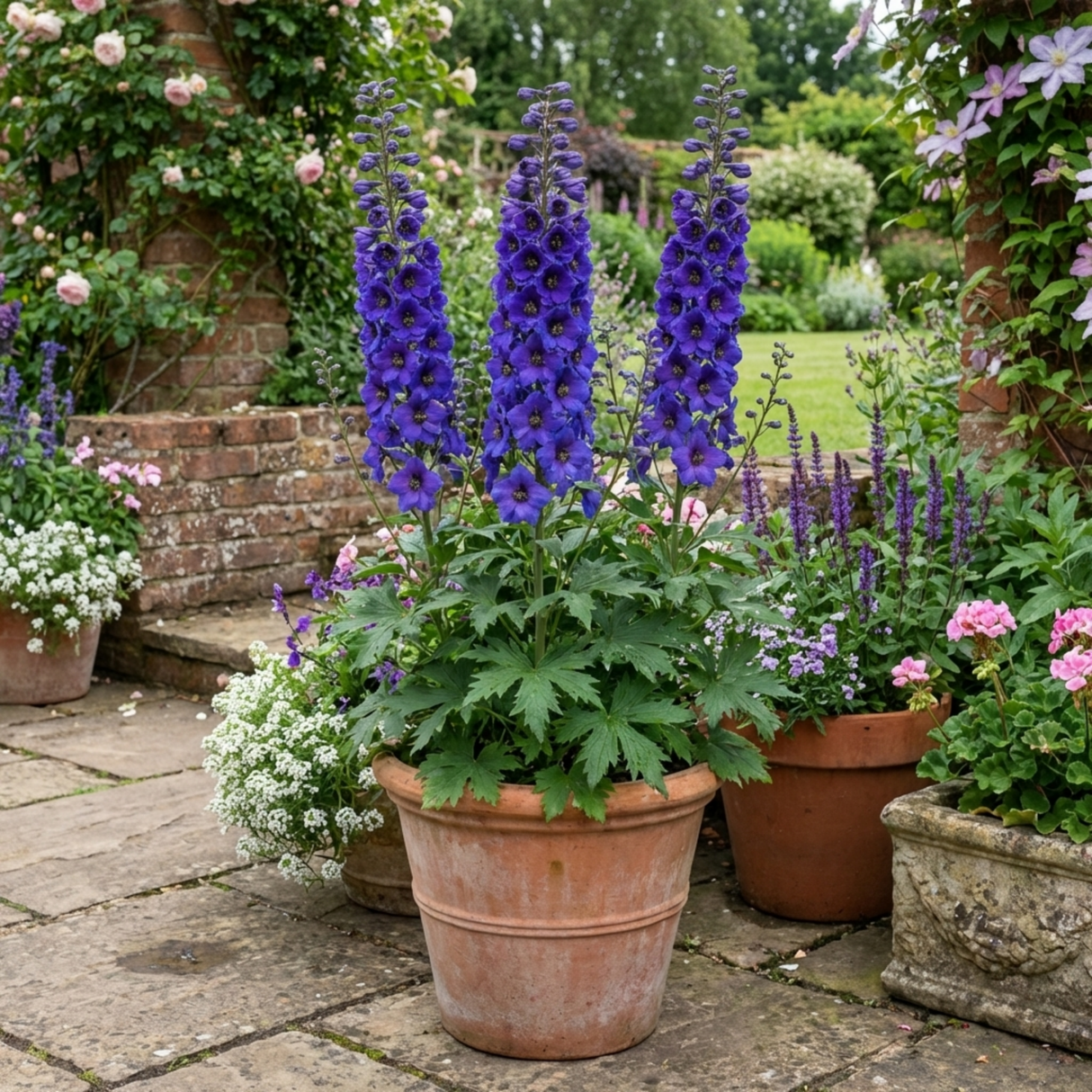 Set of 3 or 6 Delphinium Dark Blue Black Bee Tall Hardy Perennial Plants, Summer Flowering Border Plants, Outdoor Garden Ready, 1 Litre Root-Ball - Frankton's