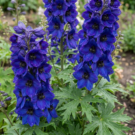 Set of 3 or 6 Delphinium Dark Blue Black Bee Tall Hardy Perennial Plants, Summer Flowering Border Plants, Outdoor Garden Ready, 1 Litre Root-Ball - Frankton's