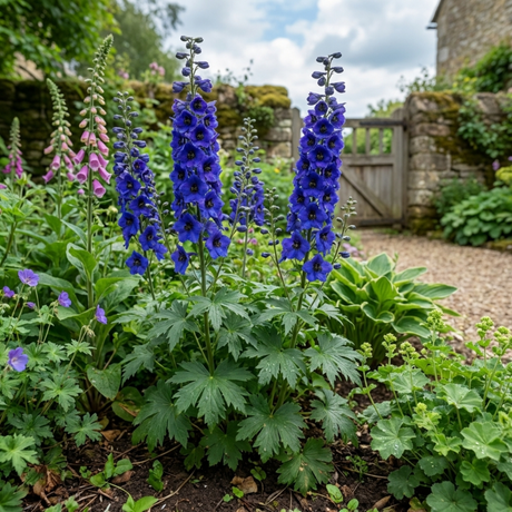 Set of 3 or 6 Delphinium Dark Blue Black Bee Tall Hardy Perennial Plants, Summer Flowering Border Plants, Outdoor Garden Ready, 1 Litre Root-Ball - Frankton's