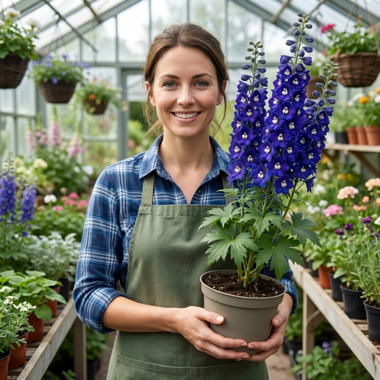 Set of 3 or 6 Delphinium Dark Blue White Bee Hardy Perennial Plants, Tall Cottage Garden Flowers, Outdoor Garden Ready, 1 Litre Root-Ball - Frankton's